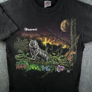 VTG 1993 Oneita Stand Out Designs Gardner Hawaii T Shirt Graphic Black USA Large